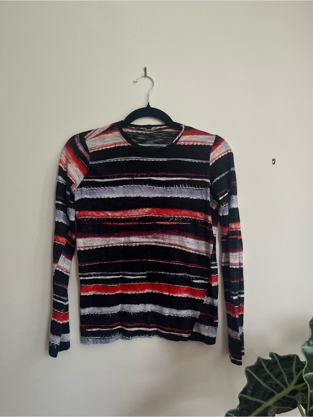 Proenza Schouler Striped Long-Sleeve Crewneck Sweater - Black & Red